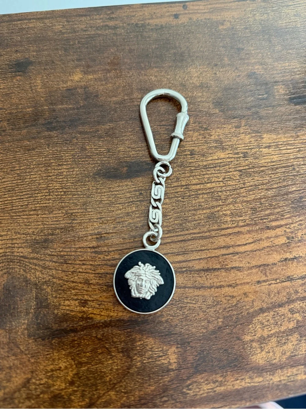 Versace Silver Tone Medusa Keyring